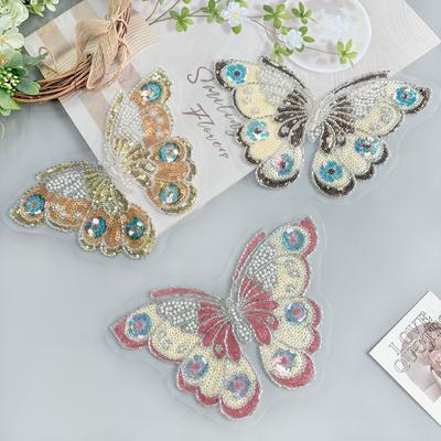 Farbiger Schmetterling Glänzende Pailletten Mesh Perlen Dekorative Kleidung Gepäck Kleid Oberteil Accessoires Stoffaufkleber Zubehör