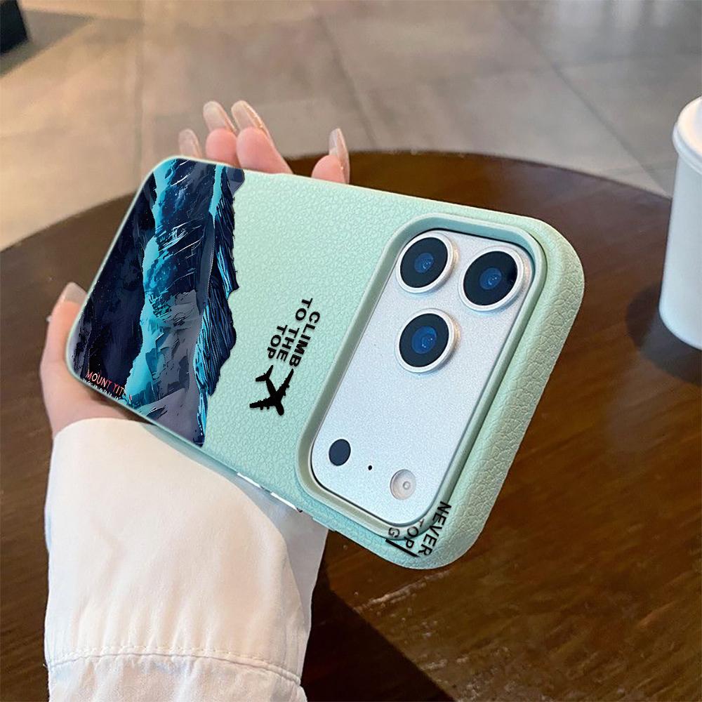 For iPhone 17 16 Pro Max 15 14 13 12 11 Case Mountain Motif Scenery Cover For iPhone 11 16 Plus Faux Leather Funda