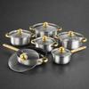 6x Stainless Steel Cookware Set, Nonstick Pots and Pans Set, Saucepan Frying Pan with Glass Lids for Gas and Electric Hobs