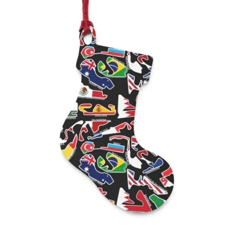 Christmas Tree Decoration Pendant Formula One Racing Tracks Decor Wood Ornaments