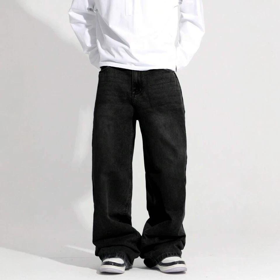 Autumn and winter boys American high street straight trendy pants men's versatile and thin temperament jeans