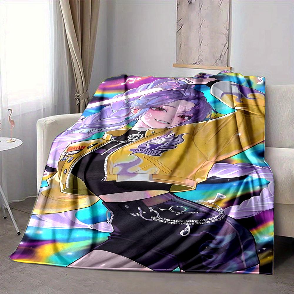 1pc KPop Demon Hunters Soft & Warm Flannel Blanket, Multi-Purpose Throw Blanket for Couch, Sofa, Office, Bed, Camping, Travel 80x120cm