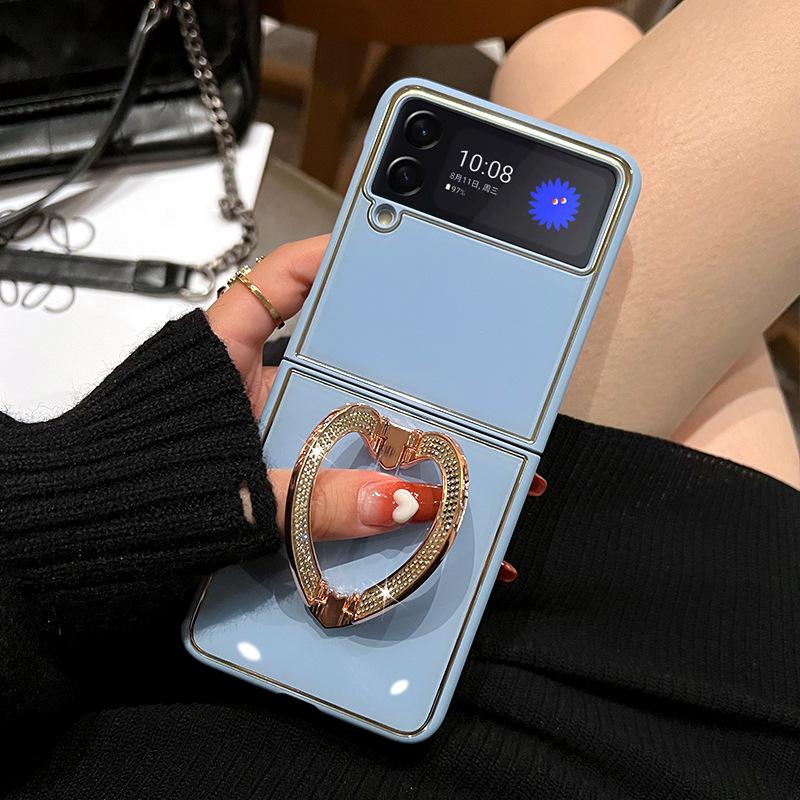 Diamond Hearts Phone Stand Case for Samsung Galaxy Z Flip 3 Z Flip 4 5G Hard PC Back Cover for ZFlip3 Case Protective Shell