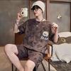 Men's Short-Sleeve Cartoon Pajama Set with Shorts