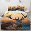 Black Theme Jungle Mose Soft Duvet Cover Set for Boy Ten Girl Bedrom Set 3D Print Grey Elk Der Soft Microfiber Warm Comforter Cover