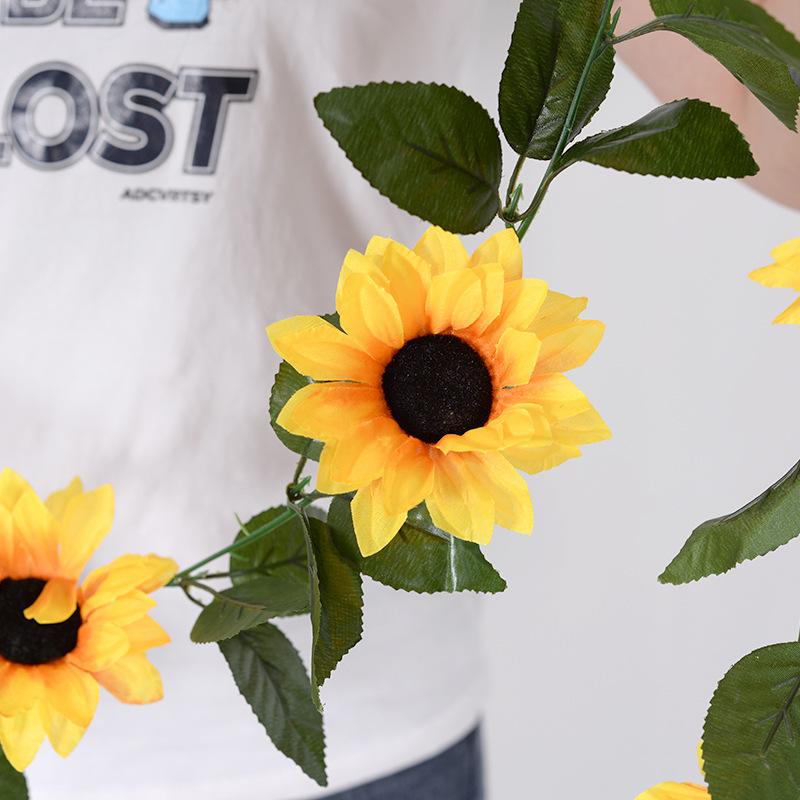 6pcs Artificial Sunflower Vine 10 Heads 200cm Flower Vines for Wedding Door Window Balcony Decoration