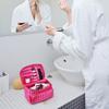 Makeup Bag Travel Cases Cosmetic Bag with Handle for Women Men Travel Organizers Rose Red