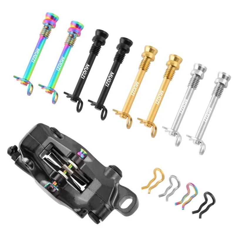 2pcs Titanium Bolts Bicycle Disc Brakes Caliper Lightweight Mounting Screws Road MTB Disc Brake Pad Bolts with Fixing Clip