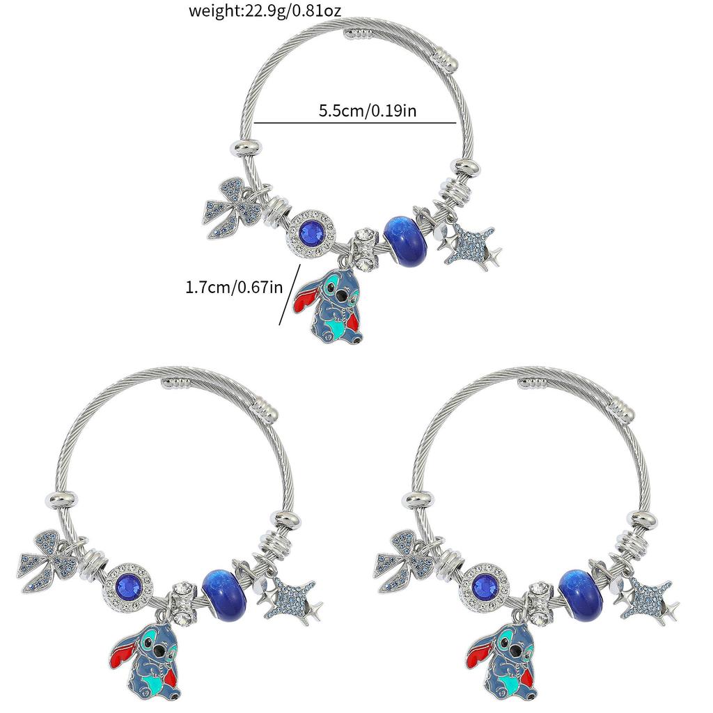 Braccialetto Cartoon Stitch con Ciondolo in Lega e Diamante Gioiello per Regalo Souvenir di Viaggio