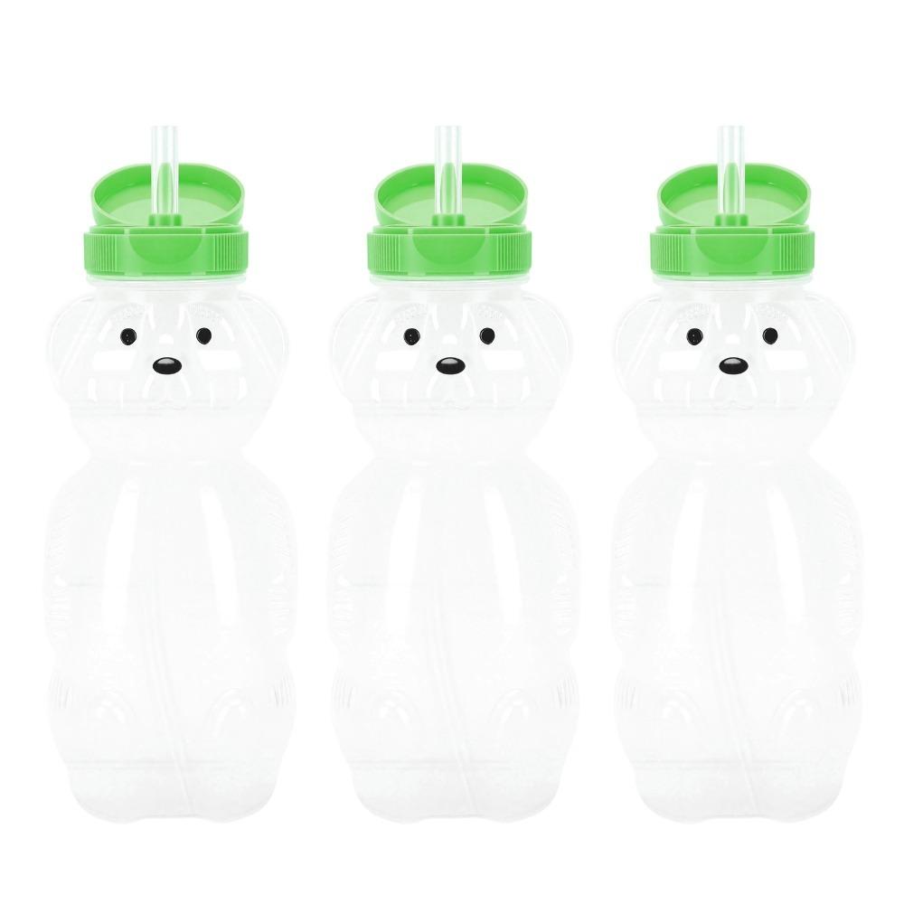 3 Pack Bear Straw Cup Flip Top Lid Leakproof Design Bear Drinking Bottle 230ml Capacity Silicone Straw Straw Bottle For Juice