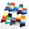 Male Tide Brand Men Cotton Socks Gradient Color Summer Style Long Wedding Sock Men's High Funny Happy Business Socks Man Sox