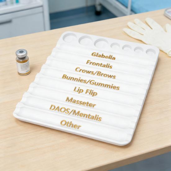 Aesthetic Practitioner Injector Tray with 8 Slots 7 Grids Professional Cosmetician Nurses Label Vial Holder Injector Storage Organizer Tray