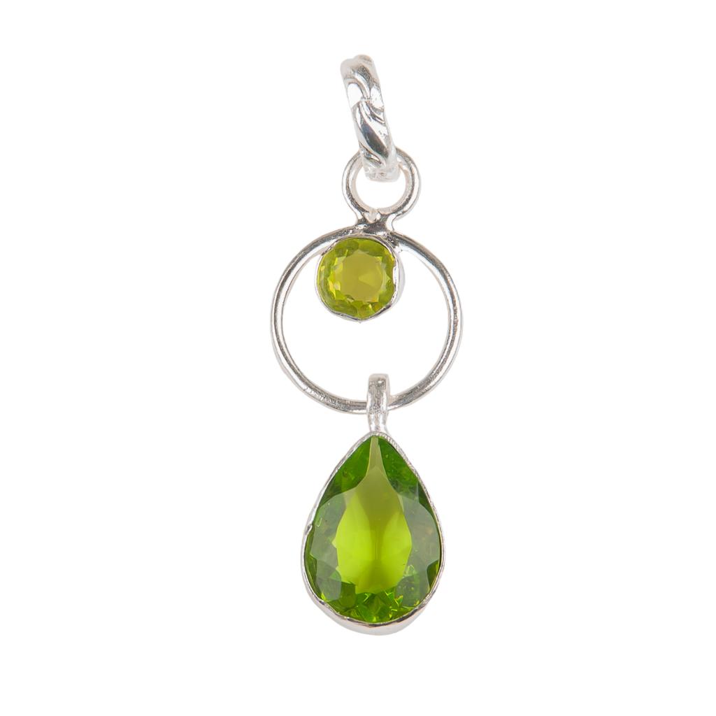 Peridot Gemstone 925 Sterling Silver Jewelry Handmade Pendant 1.80" Gift For Mom PP-10-8