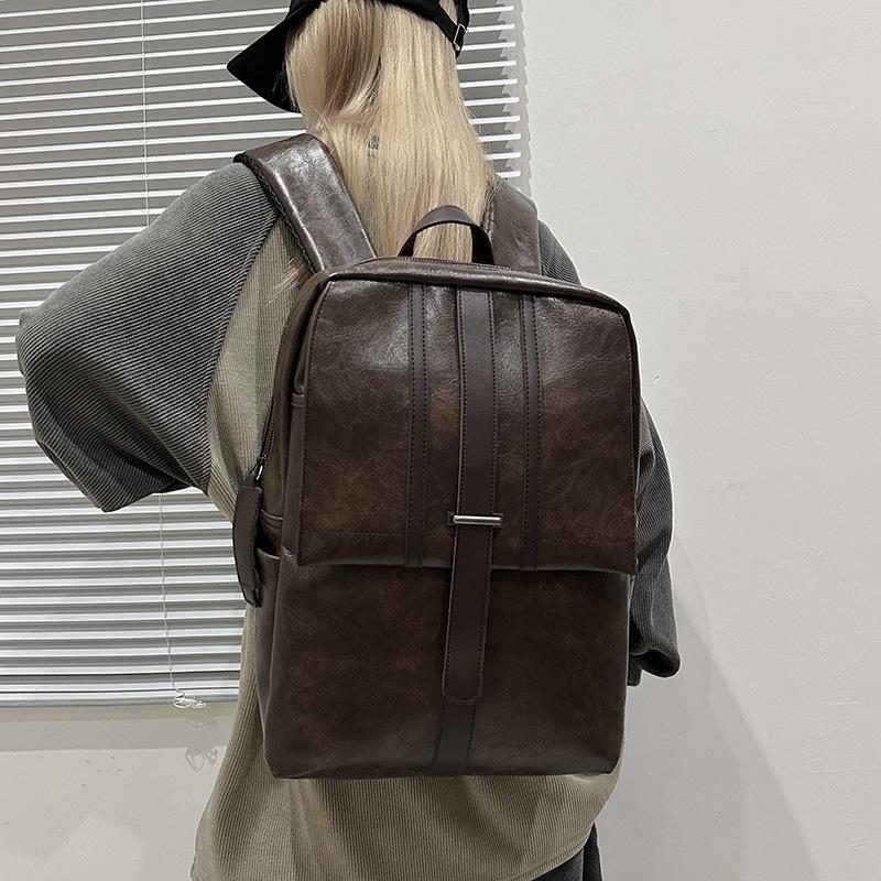 Schoolbag Vintage British College Style Backpack Girls Vintage Travel Backpack Men Large Capacity Simple Leather Student School Bag