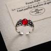 Punk Sophisticated Skull Ruby Ring For Women Unique Fashionable Adjustable Copper Design