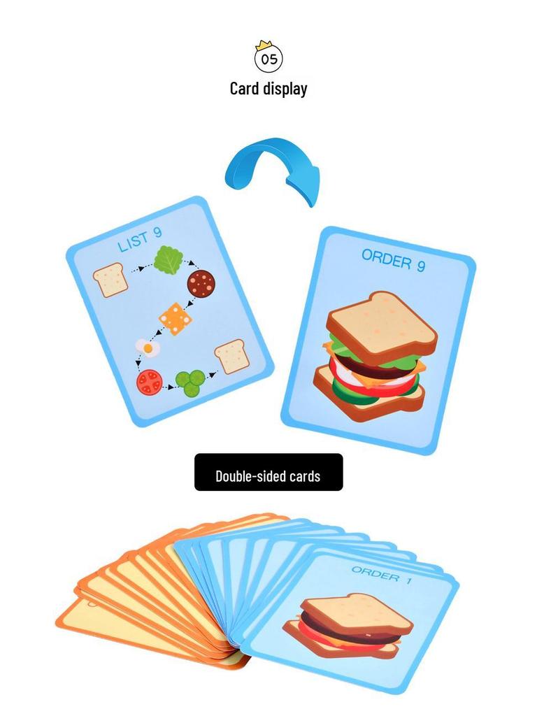 Wooden Play Food Set: Burger, Fries, Sandwich Toy for Pretend Kitchen Fun