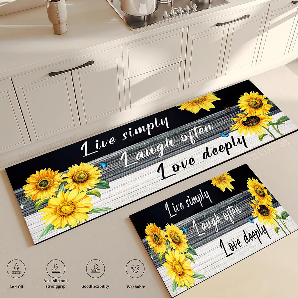 

Washable Crystal Velvet Floor Mat Comfortable Soft Standing Mat Kitchen Theme Floor Mat Non-Slip Waterproof Cute Rug Door 40cmx60cm 1pc