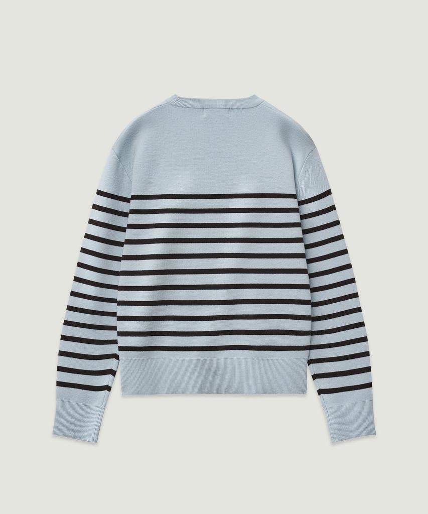 LMOOD Marine Wool Cotton Striped Pullover Knit Sky Blue
