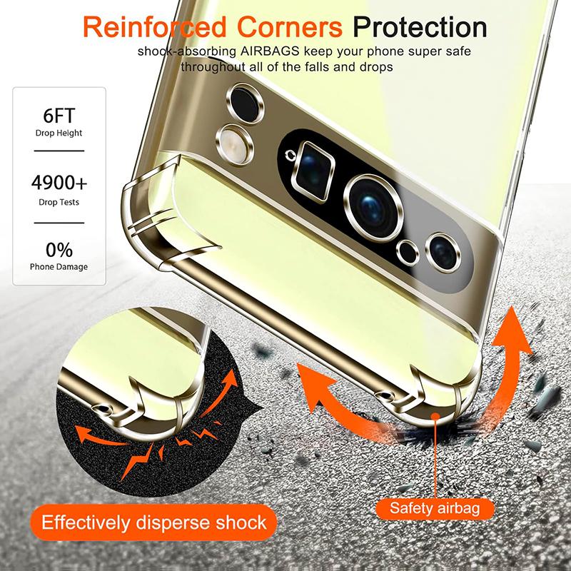 Pro Google Pixel 9 Pro XL Měkký silikonový průhledný nárazuvzdorný zadní kryt pro Pixel 8A 7A 6 Pro 5 Ochrana fotoaparátu TPU kryt telefonu