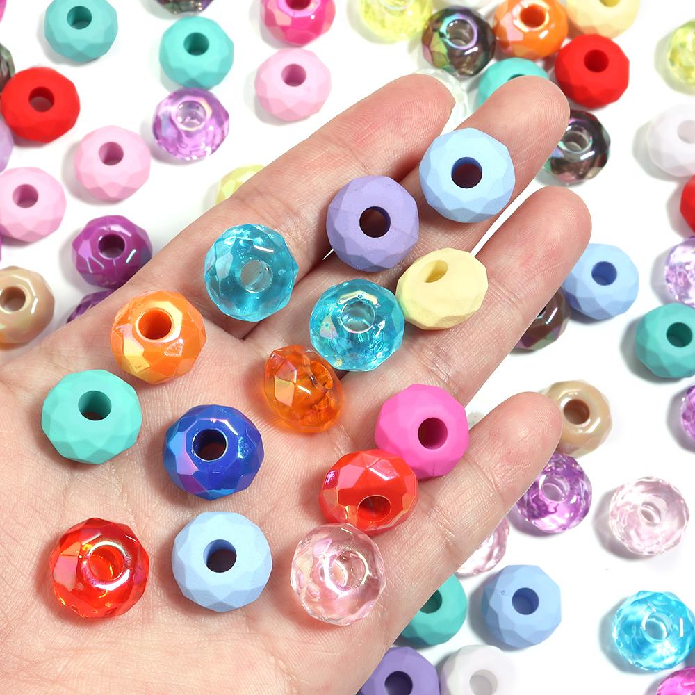 20pcs/lot Acrylic Big Hole Beads Colorful Abacus Shape Loose Spacer Beads For DIY Handmade Bracelet Earrings Jewelry Accessories