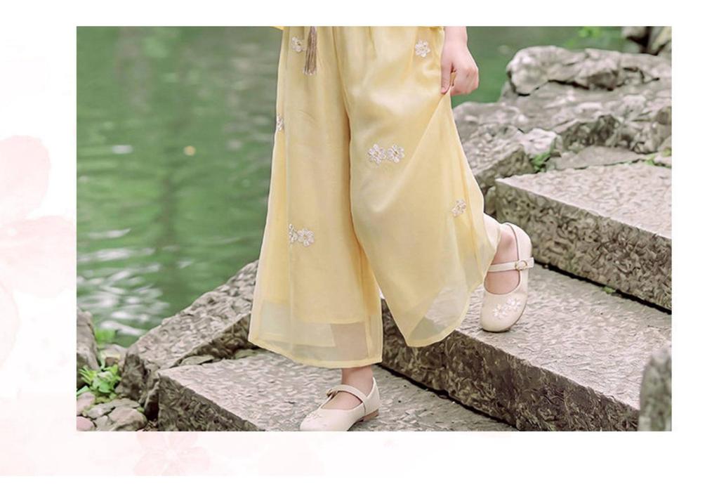 Girls' Summer 2026 Hanfu Tang Suit - New Ancient Chinese Style Set for Little Girls
