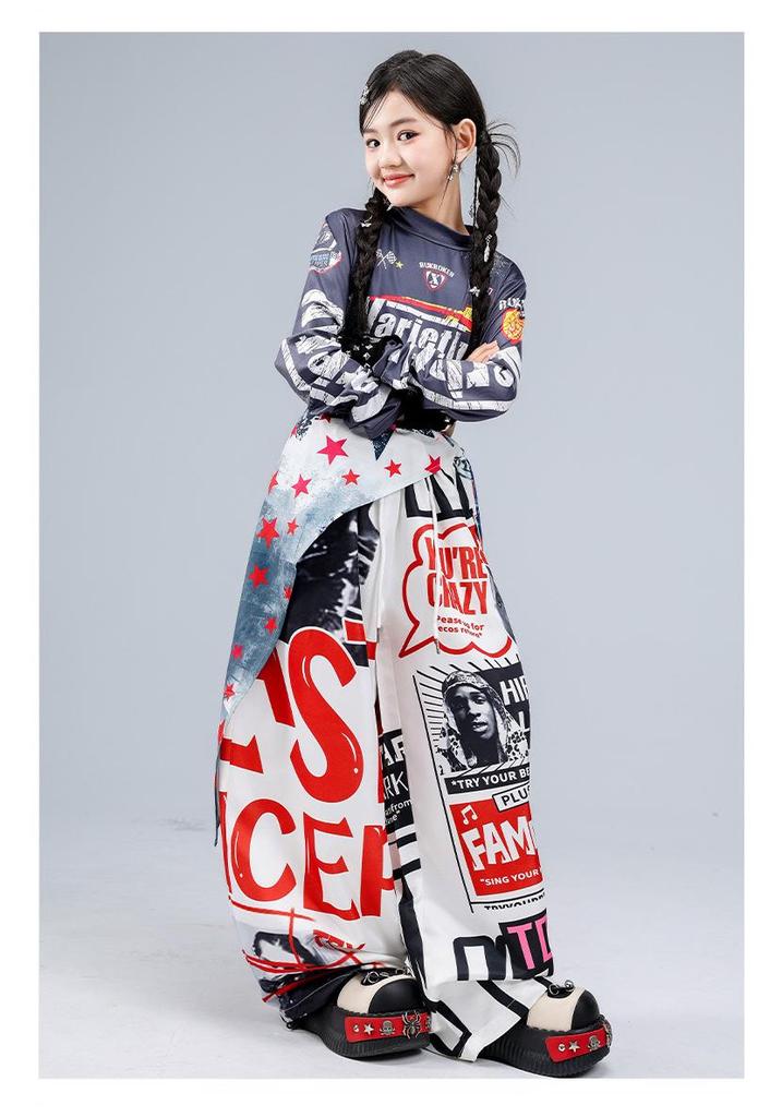 Set di Street Dance American Graffiti per Bambini: Abbigliamento Trendy per Performance Hip Hop e Jazz