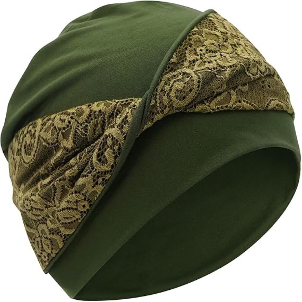 Breathable Chemo Headwear Elastic Beanie Hats Trendy Hijab Cap  for Women