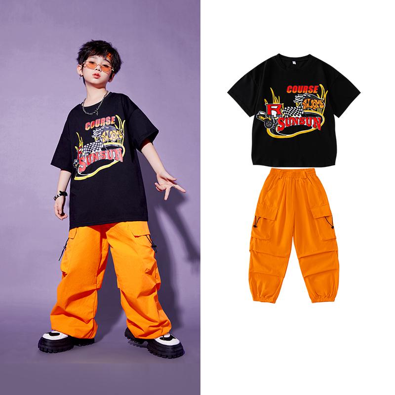 Kids' Street Dance Hip Hop Performance Outfit - Trendy Jazz-Style Costume for Boys & Girls - Cool Summer Streetwear