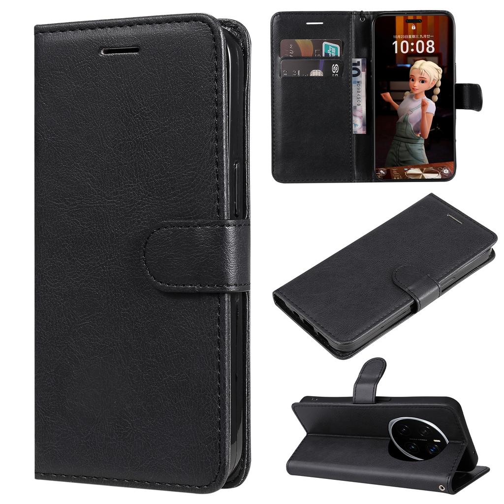 For Honor Magic7 Pro 5G Case Solid Color Leather Mobile Cover Wallet Stand with Strap