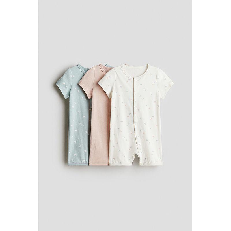 

Детская одежда HM Домашняя одежда для малышек 3 костюма 2025 Лето Новое поступление Одежда для кондиционера Короткий рукав Цельная пижама 1126406 Turquoise/Heart 73/48((6-9m))