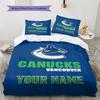 Name Custom Vancouver Canucks Pattern Bedding Set Quilt Cover Pillowcase Home Decor Gift (1 * Duvet Cover + 2 * Pillowcase, Without Core)