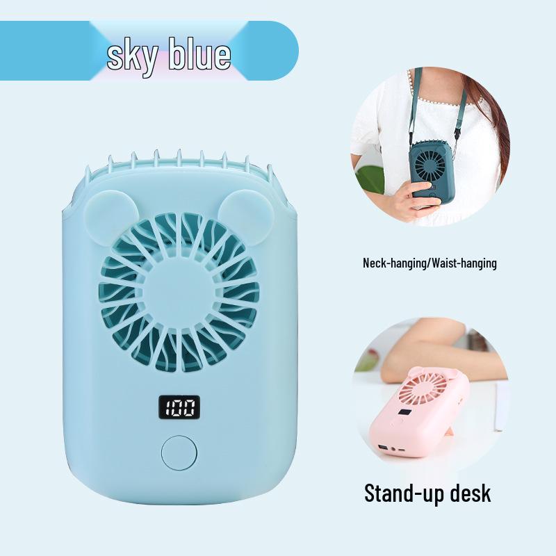 Portable Leafless Hanging Neck and Waist Fan with Power Bank - High Wind Dormitory Essential 10000mAh