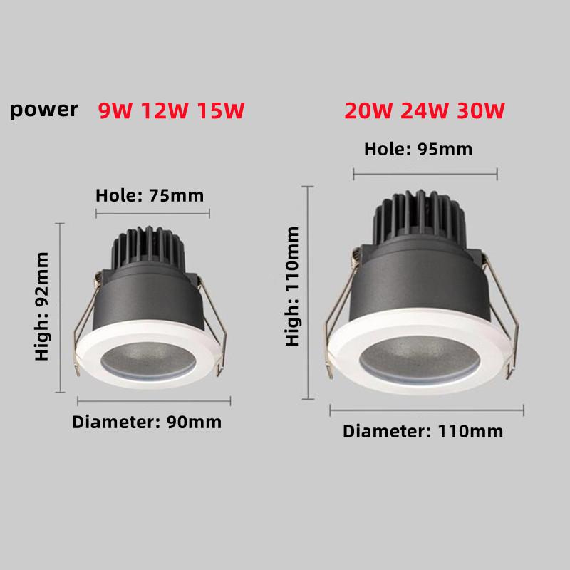 Okrągłe reflektory LED IP65 Wodoodporne COB Aluminiowa lampa sufitowa Foco Light do kuchni, prysznica, łazienki, oświetlenia wewnętrznego i zewnętrznego