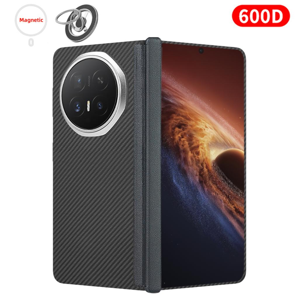 For Honor Magic V6 Carbon Case 600D Kevlar Fiber Aramid Fiber Fabric Ultra Thin Hard Cover Magnetic Black Slim Light Red Premium