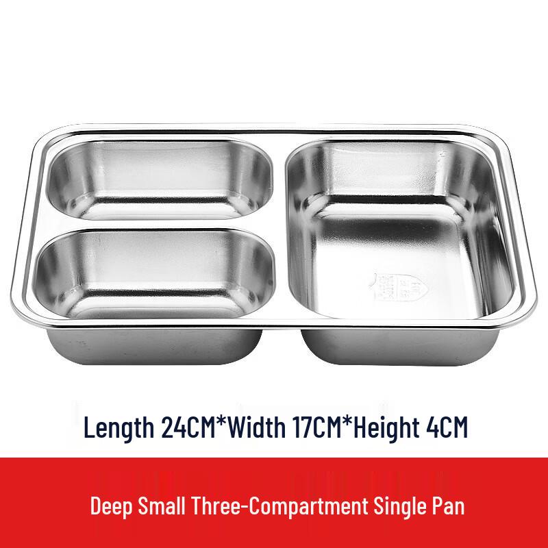 

LIJIA FITMENT Deep 3-Compartment Stainless Steel Divided Meal Tray