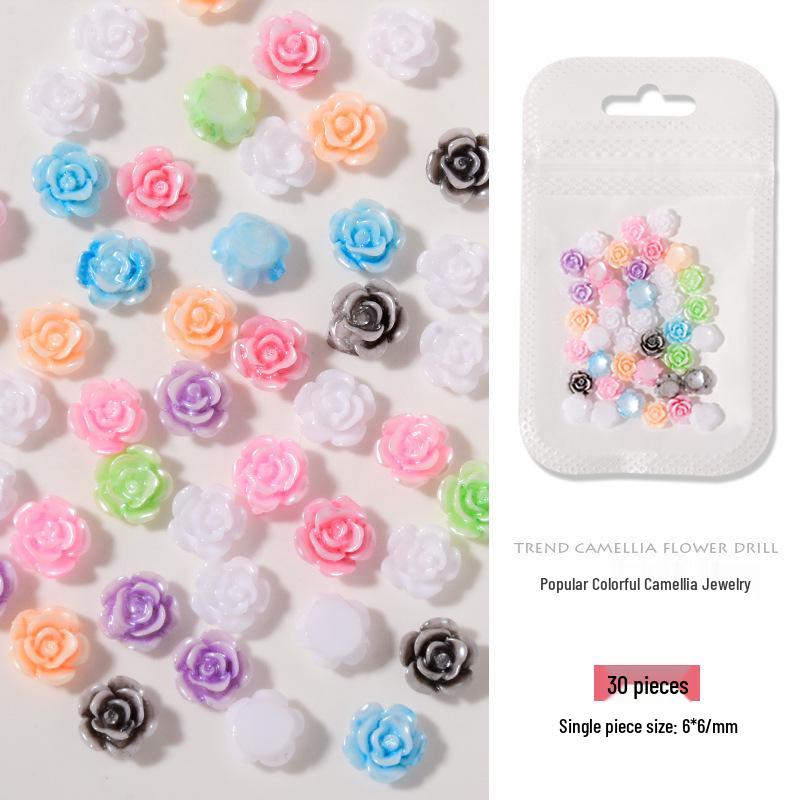 

Популярный розовый жемчуг Аврора лепесток камелии смола украшение для нейл-арта
