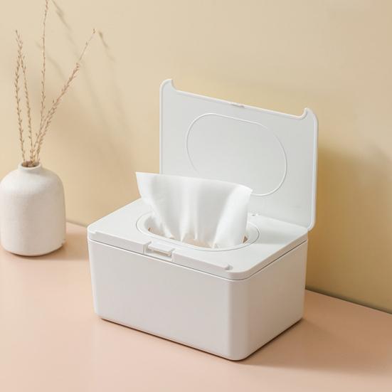 Wipes Dispenser, Refillable with Buckle-Sealed Cover Tissue Box, Dustproof Easy Pull Wipes Pouch Case for Bathroom