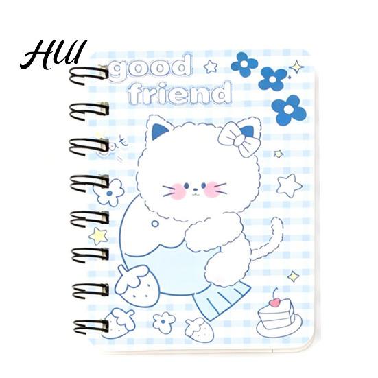 Portable Notebook Mini Cartoon Spiral Notebook, 80 Pages Pocket Small Smooth Page Turning Journal for Study Notes Cute Diary