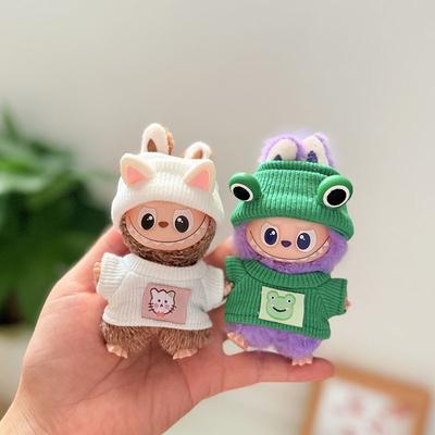 No DollPlush Doll Clothes for Mini Labubu 4.0 Bear Hat Love Sweater Set DIY Doll Accessories Gifts