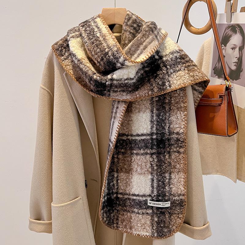 Wind retro leopard print imitation cashmere scarf women's autumn and winter new Spice Girl shawl thickened warm scarf