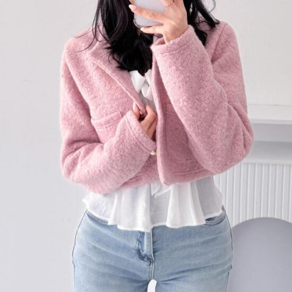 New Arrivals Open Run Dumble Jacket Gold Button Round Neck Slim Bolero Fit Women