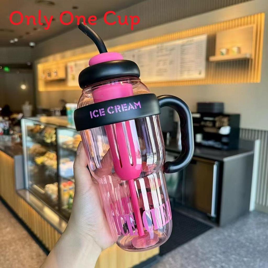 Ice Mug Large Capacity Summer Plastic Cup With Straw For Outdoor Activities And Gift