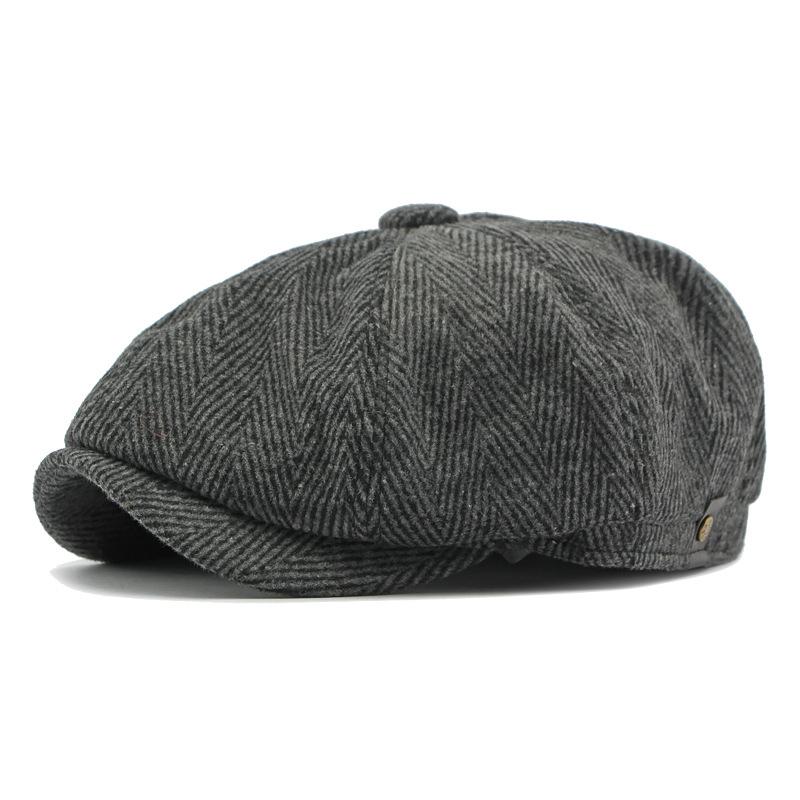Wool Octagonal Cap Men's Spring Autumn Winter Retro Newsboy Cap