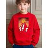 Casual Fashion Kids Crew Neck Sweatshirt with Mountain And Sun Print for Daily School And Sports Activities