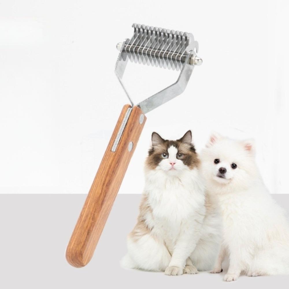 New Wooden Handle Dog Hair Comb Knot Cutter Stainless Steel Pet Fur Trimmer Multi-size Pet Grooming Brush Pet Supplies