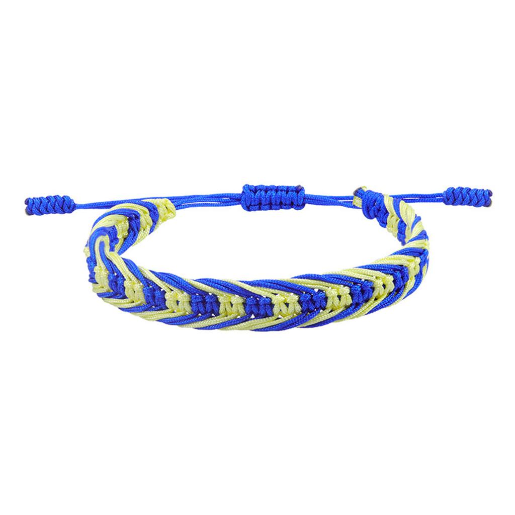 Polyester Boho Bohemia Waved String Braided Friendship Bracelets Ethnic Multicolor Weave Textured Adjustable 15cm-27cm long, 1PC