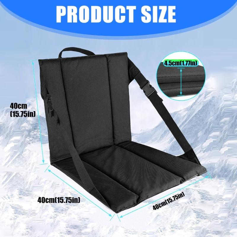 Stadium Seat Pad with Backrest Foldable Designs Waterproofs PU Leather Comfort for Outdoor Office Use