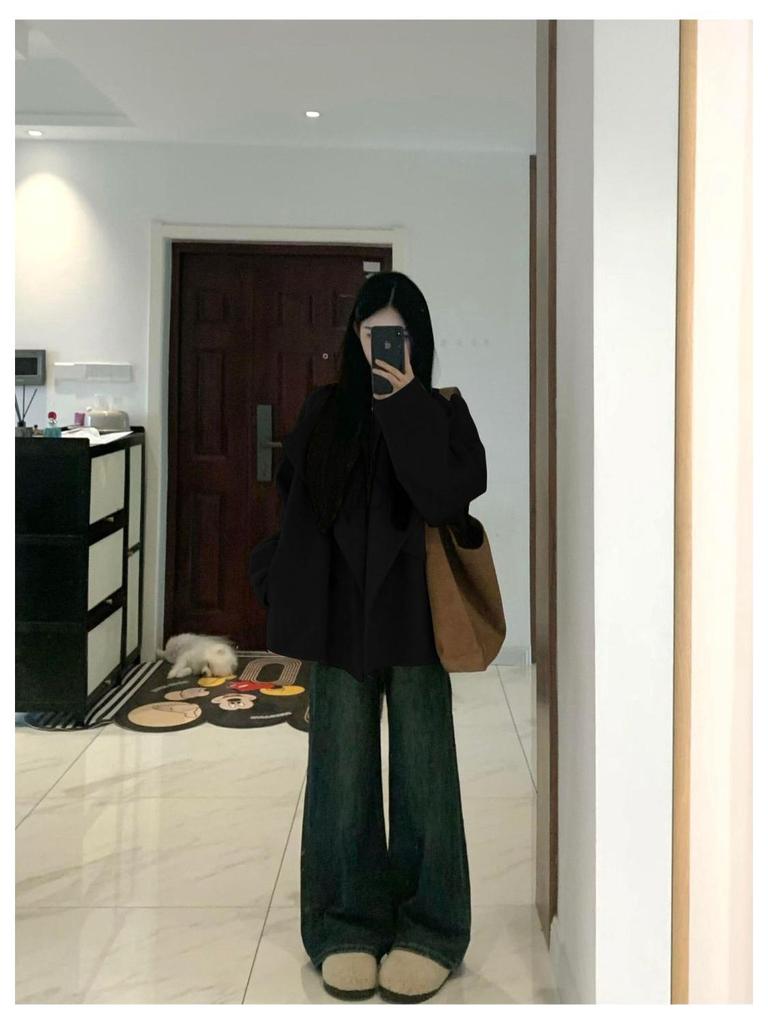Women's 2025 Korean Style Loose Woolen Coat - Autumn/Winter Temperament