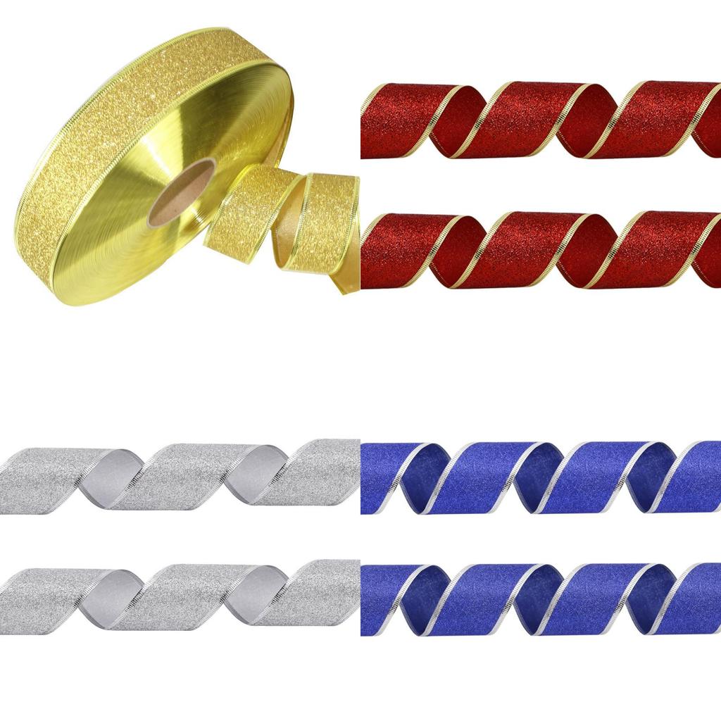 Elegant 2 Meter Colorful Glitter Ribbon For Indoor Christmas Tree And Holiday Decor