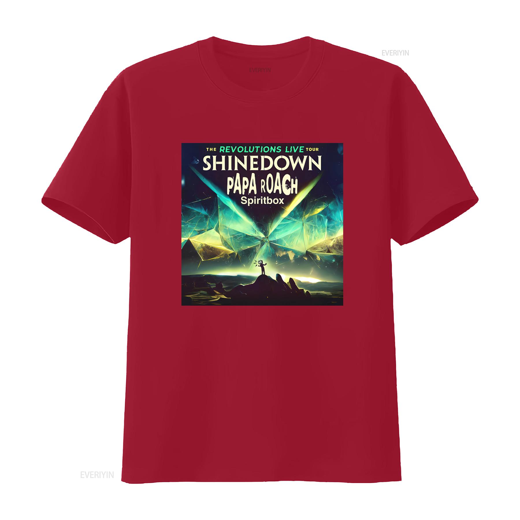 2023 The Revolutions Live Tour Shinedown Papa Roach Spiritbox Concert Band T Shirt vintage Washed Unisex designer clothes S
